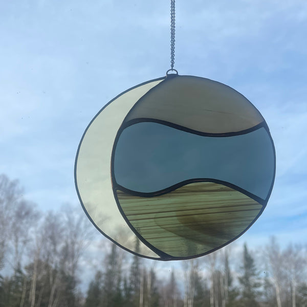 Waning Crescent Moon Stained Glass