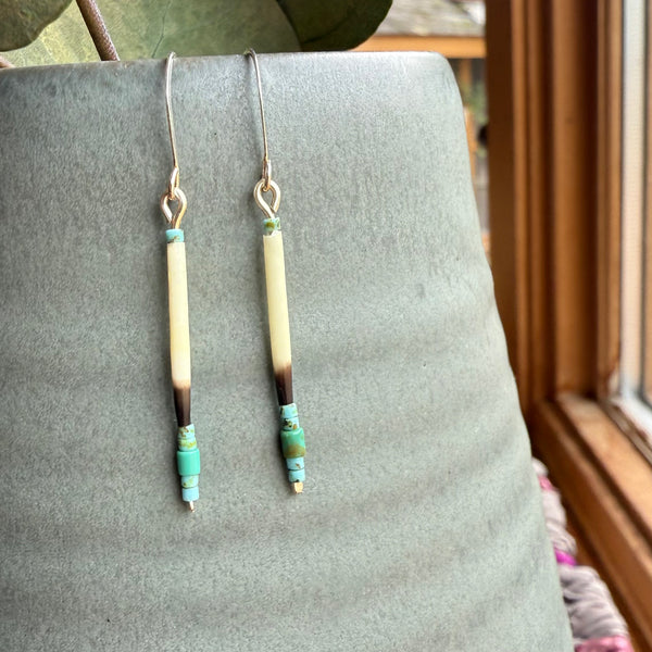 Porcupine Quill + Turquoise Earrings