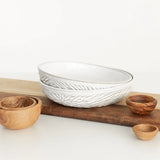 Carved Stoneware Pasta Bowl