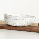 Carved Stoneware Pasta Bowl