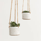 Carved Stoneware Hanging Planter