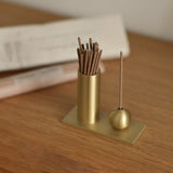 Cylinder & Sphere Brass Incense Holder