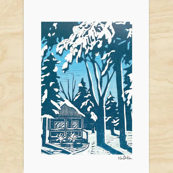Winter Cabin Card