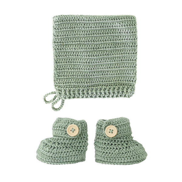 Crocheted Bonnet & Bootie Set