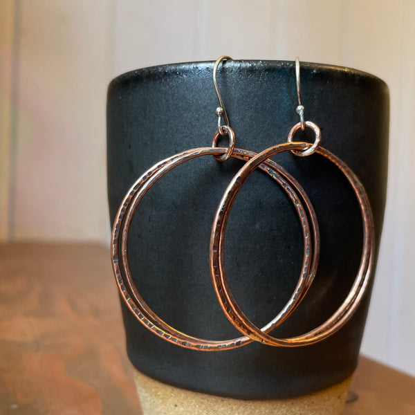 Double Copper Hoop Earrings