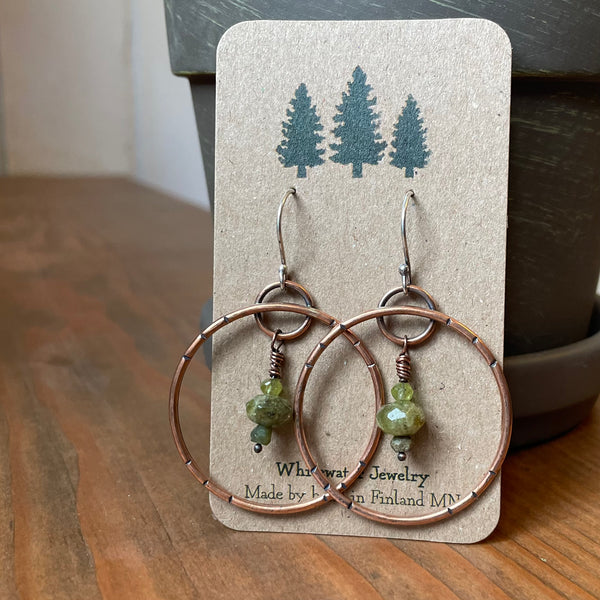 Copper & Green Garnet Earrings