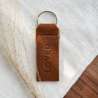 "Loved" Leather Key Chain